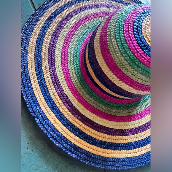 Colorful Stripe Floppy Straw Hat - Picture 6 of 6